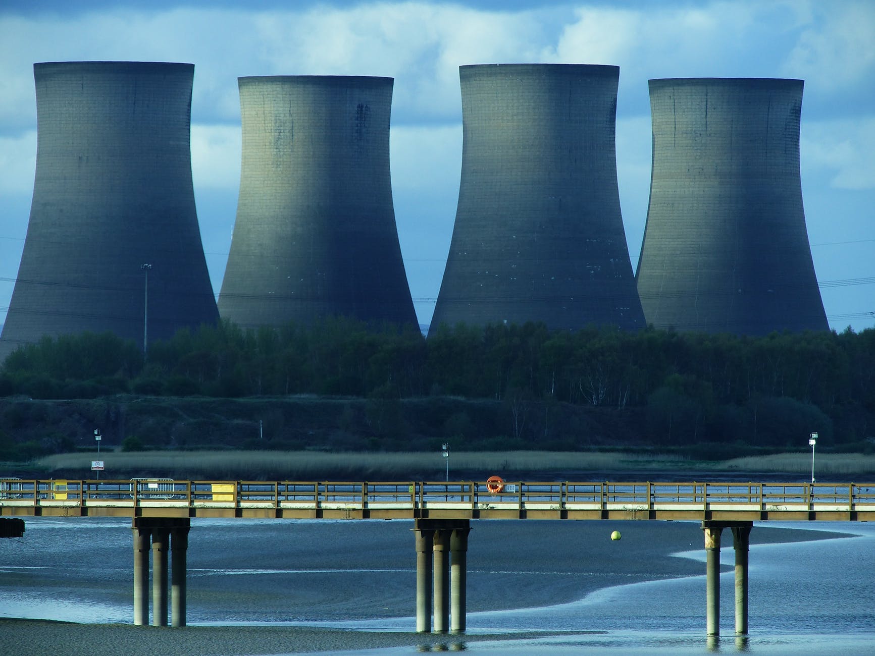 landscape photography of cooling tower